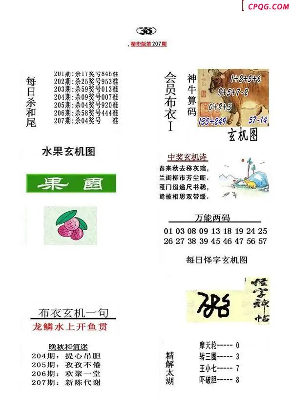 真精华布衣报2025207期3d图谜