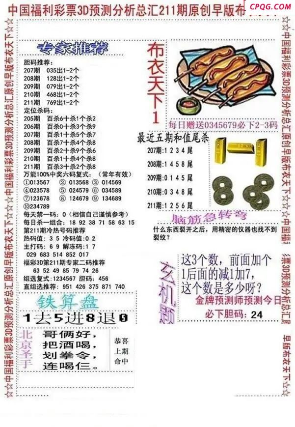 早版布衣2025211期3d图谜