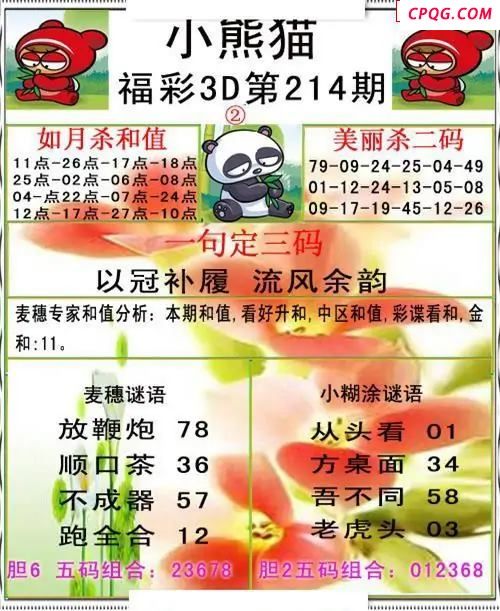 小熊猫彩报2025214期3d图谜