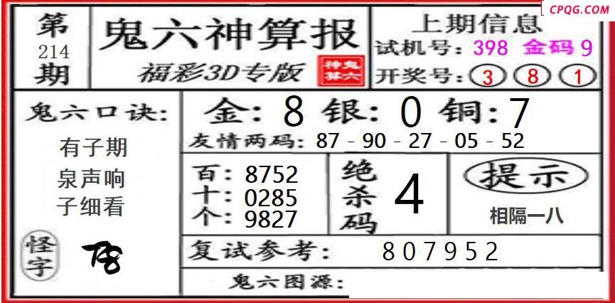 鬼六神算2025214期3d图谜