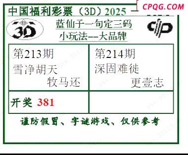 2025214期蓝仙子一句定三码