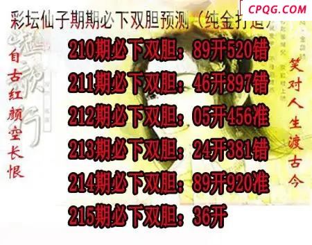 彩坛仙子双胆2025215期3d图谜