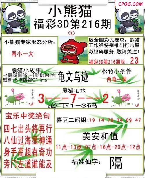 小熊猫彩报2025216期3d图谜