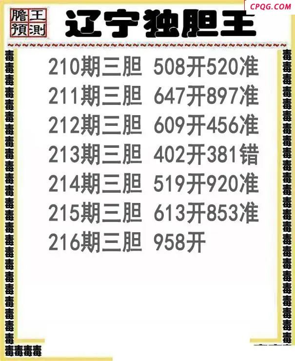 辽宁独胆王2025216期3d图谜