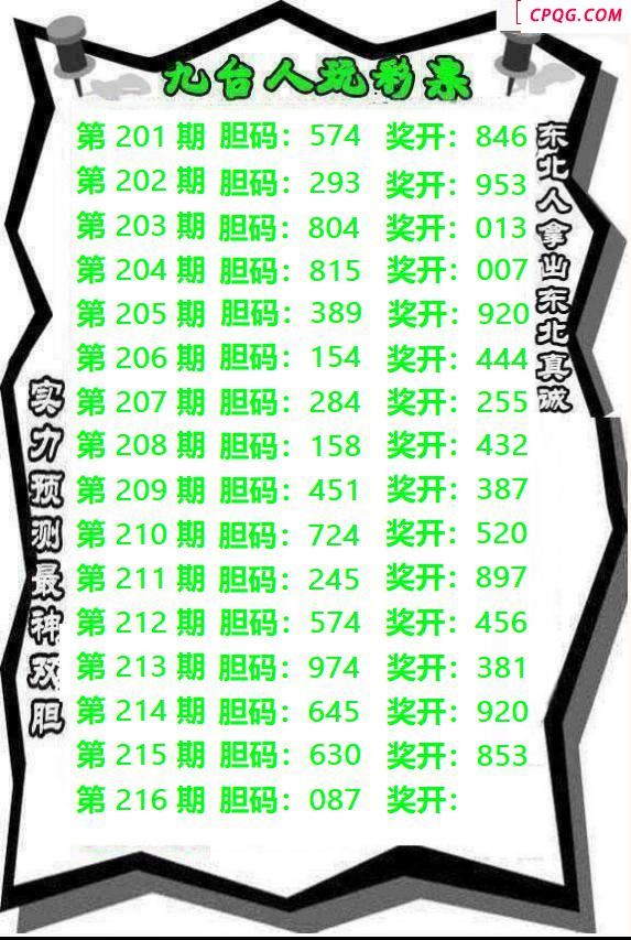 九台胆码2025216期3d图谜