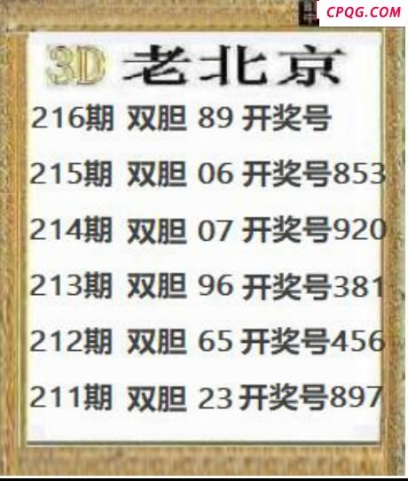 正老北京2025216期3d图谜
