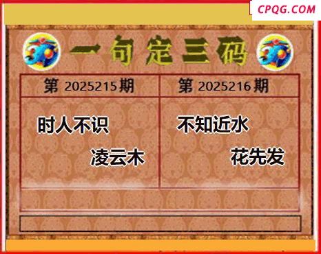 2025216期天宇一句定三码