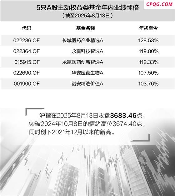 5只A股主动权益类基金年内业绩翻倍 最高涨超128%