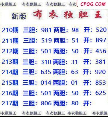 新版布衣独胆王2025217期3d图谜