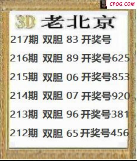 正老北京2025217期3d图谜