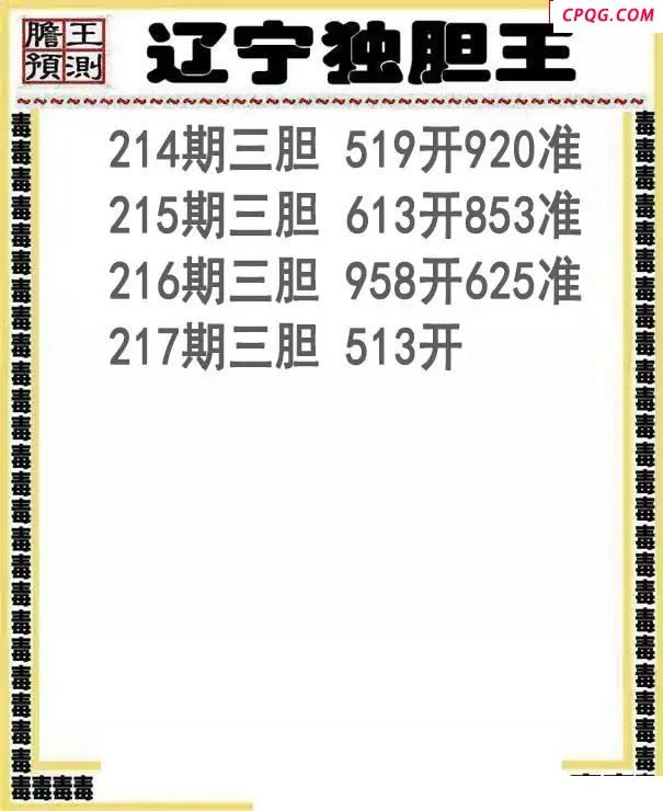 辽宁独胆王2025217期3d图谜