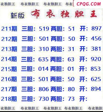 新版布衣独胆王2025218期3d图谜
