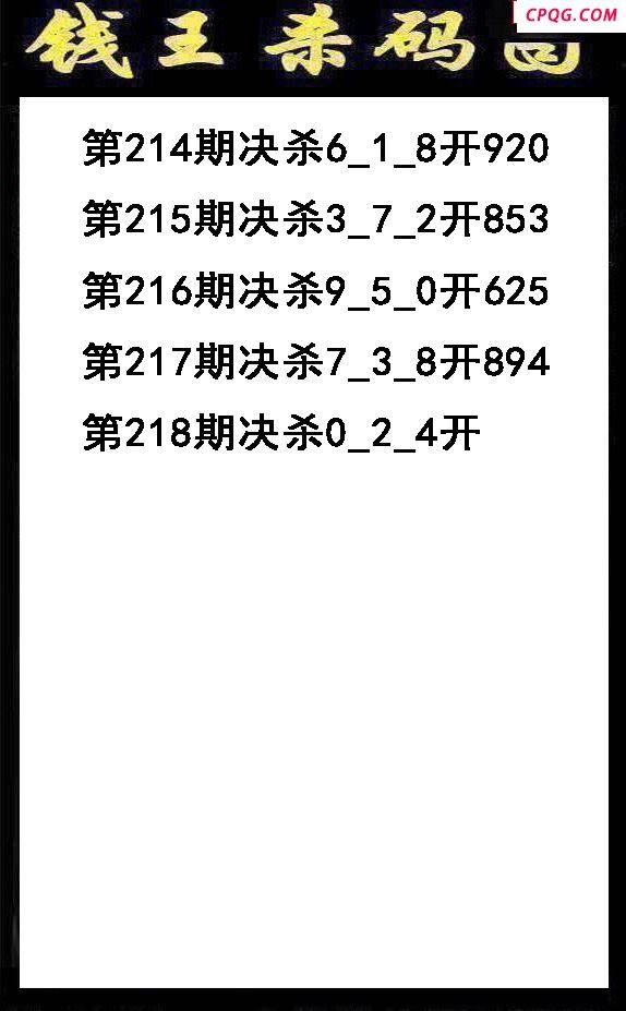 钱王杀码2025218期3d图谜