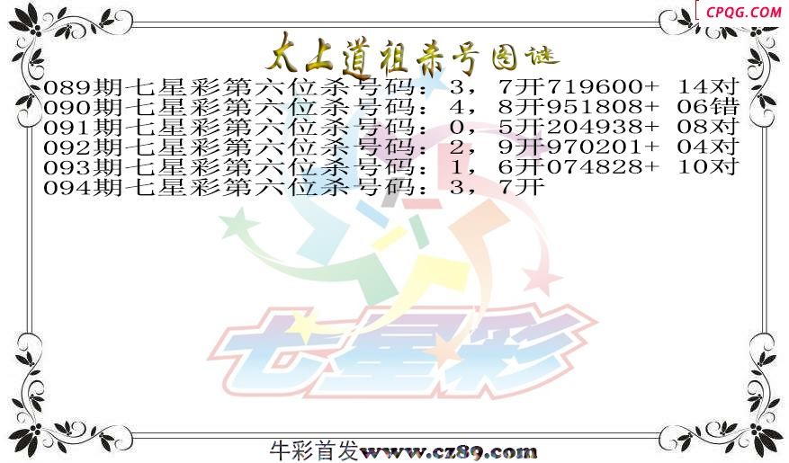 七星彩2025094期太上道祖杀号图谜