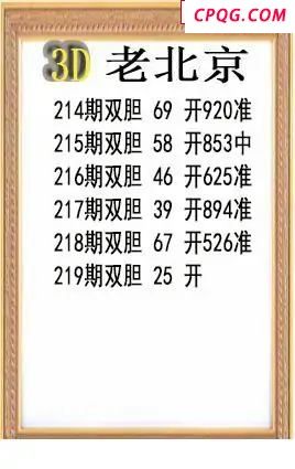 老北京2025219期3d图谜