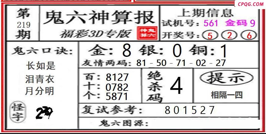 鬼六神算2025219期3d图谜