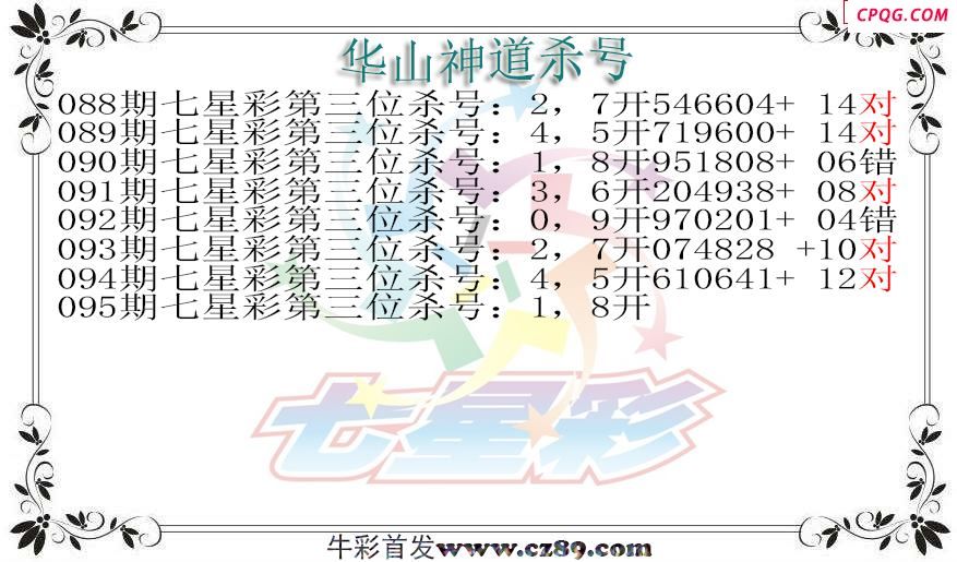 七星彩2025095期华山神道杀号图迷