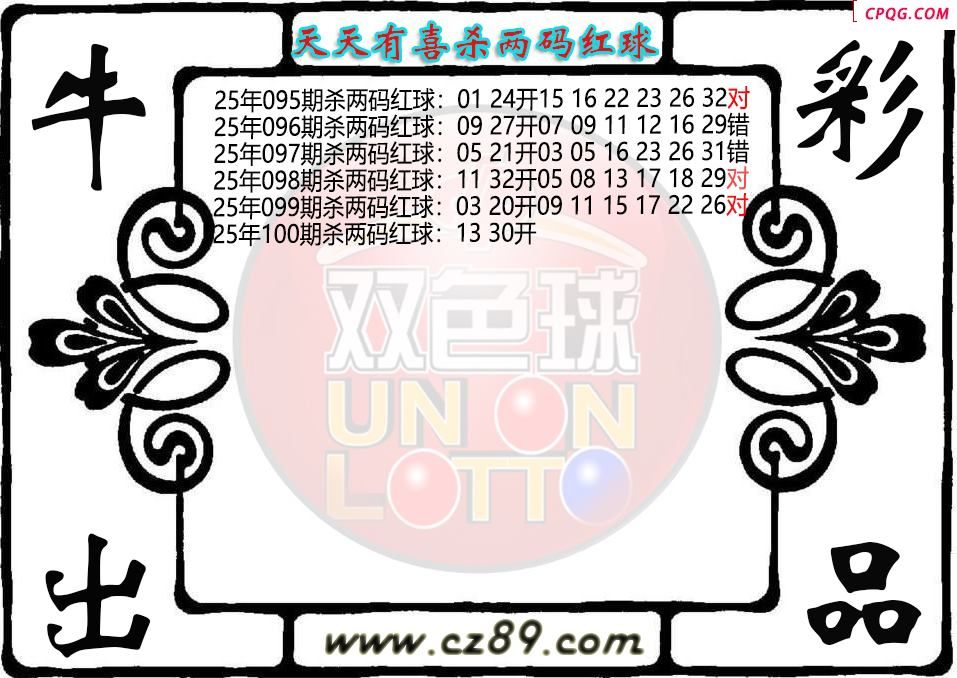 双色球100期天天有喜杀两码红球图迷