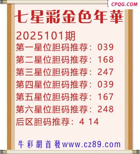 七星彩2025年101期金色年华胆码图谜