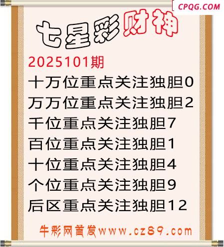 七星彩2025年101期财神独胆图迷