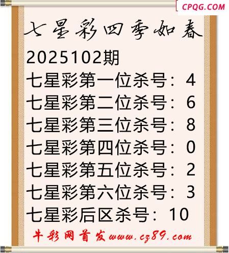 七星彩2025年102期四季如春杀号图谜