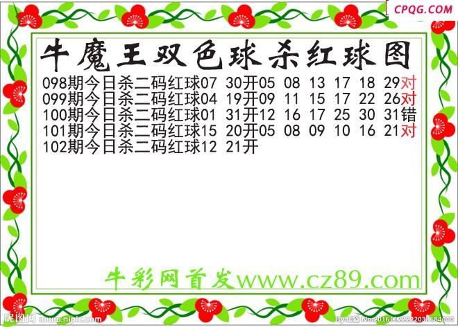 牛魔王杀两码红球102期双色球图谜