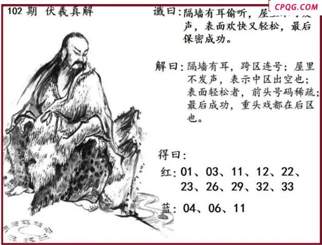 双色球2025年图迷102期 伏羲真解图