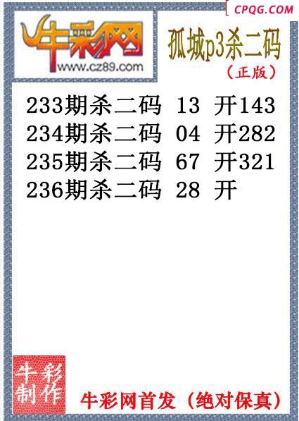 孤城杀码237期体彩P3图谜（原创）