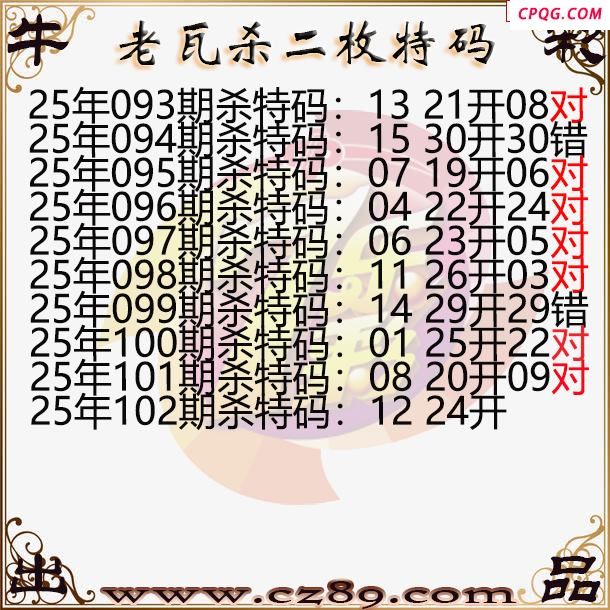 七乐彩2025102期老瓦杀特码图谜