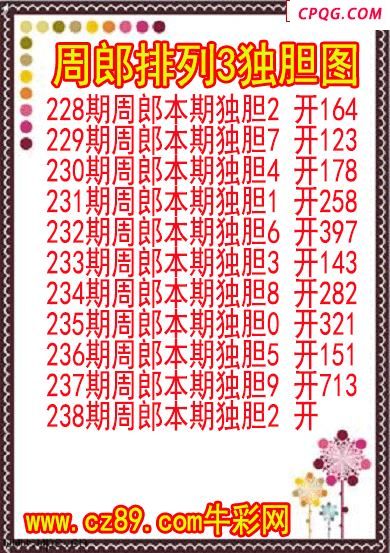 25年238期周郎排列3独胆图