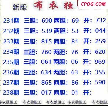新版布衣独胆王2025238期3d图谜