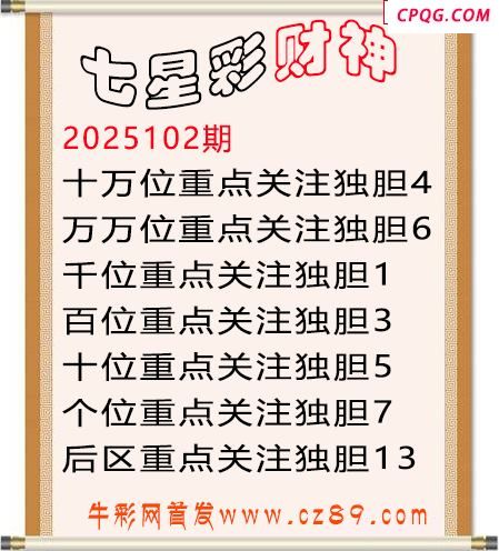 七星彩2025年103期财神独胆图迷