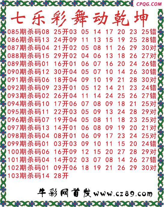七乐彩2025103期舞动乾坤图谜