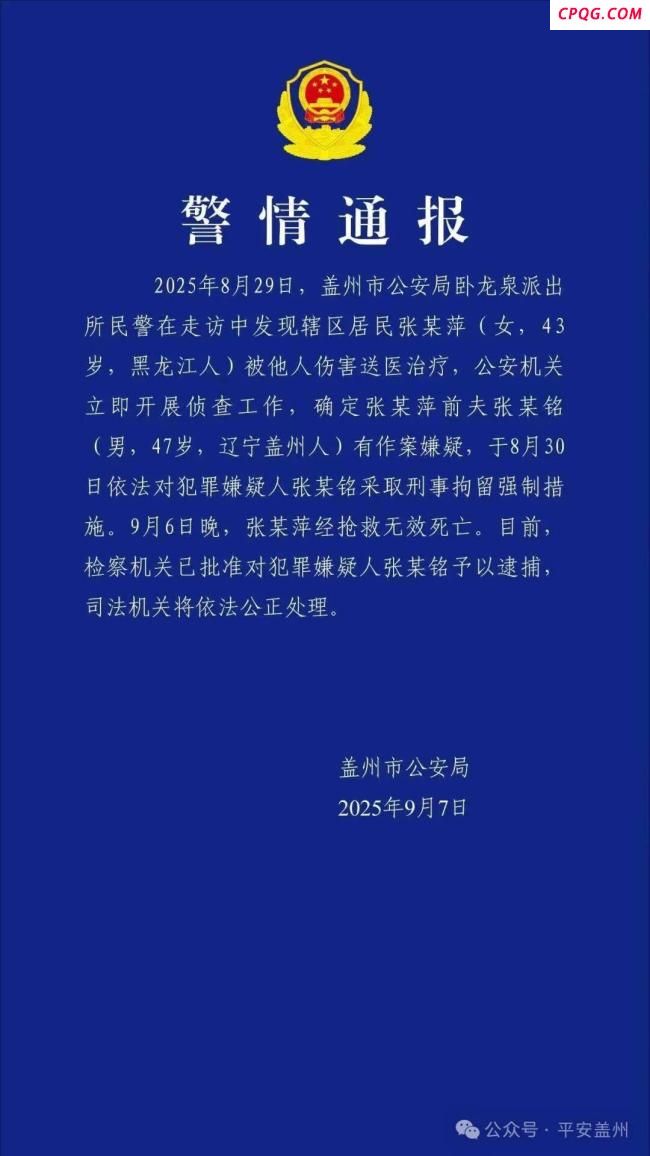 警方通报“女子遭前夫殴打致死”