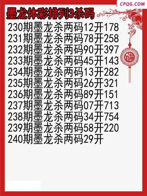25年240期墨龙体彩排列3杀码图