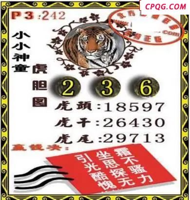 体彩P32025年242期 小小神童虎胆图