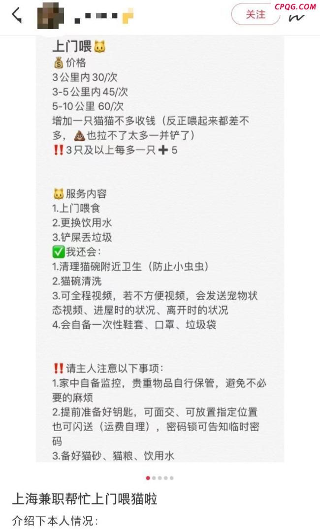 男子假期上门喂养宠物连接270单 需求激增